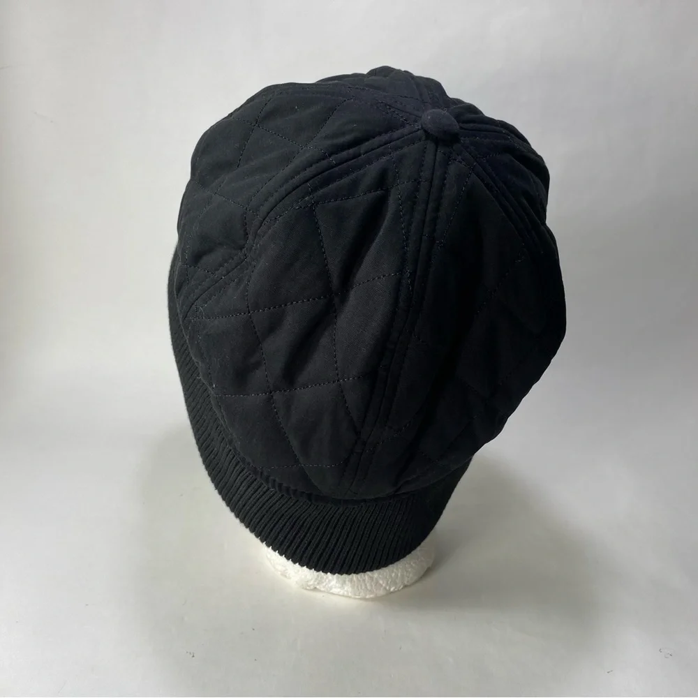 Paul Galvin Black Quilted Ribbed Cap One Size